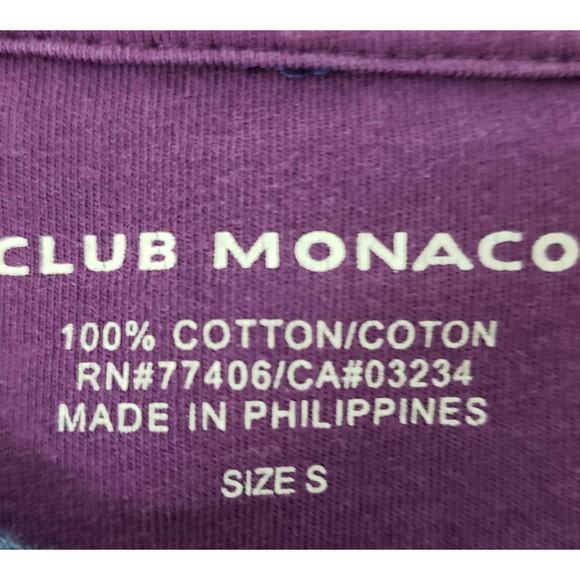 CLUB MONACO Long Sleeve T-shirt Tee Size S Crew Neck Purple Contrast Trim - Picture 9 of 10